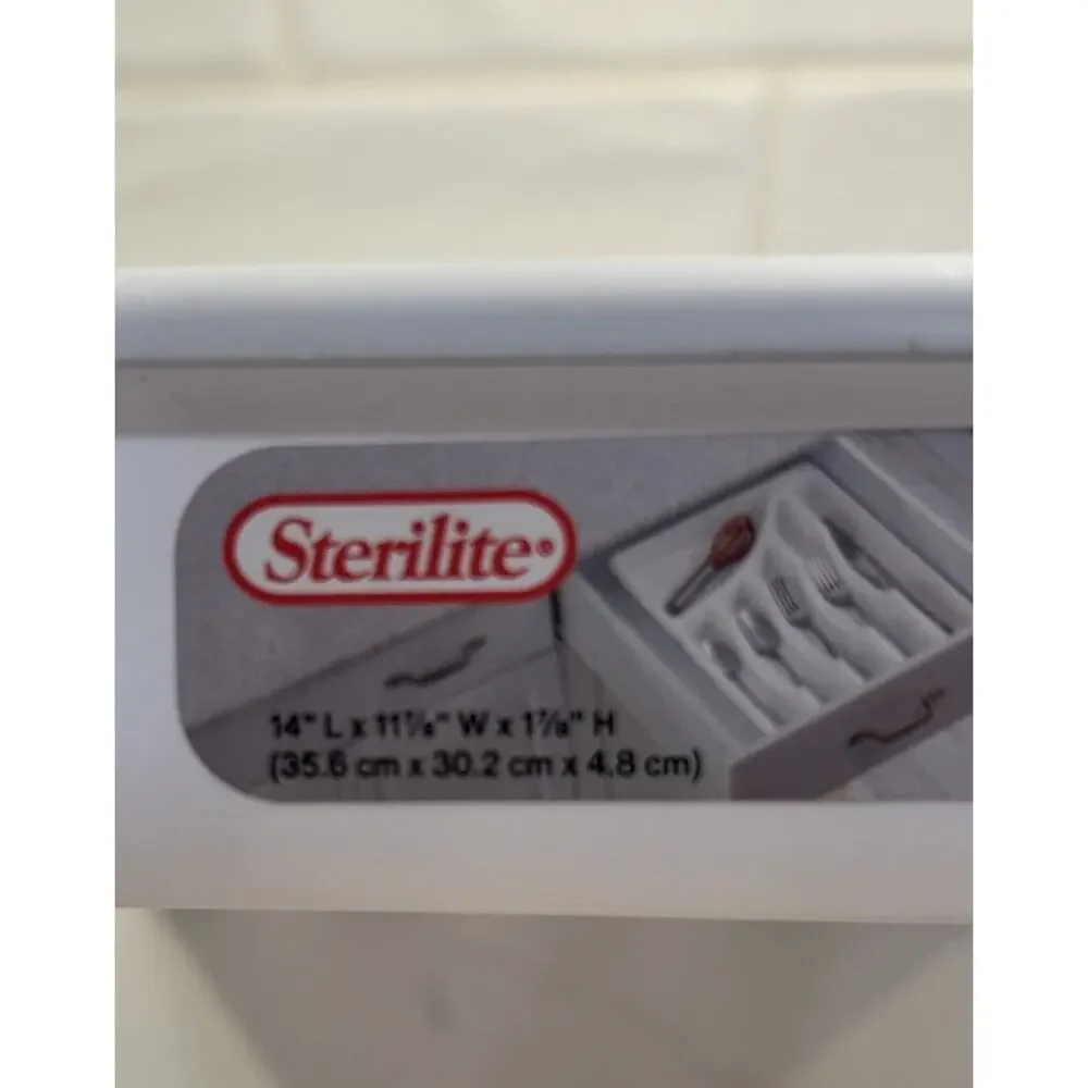 Vtg Sterlite Kitchen Drawer Utensil Tray Cutlery 6 Slots White 2000 USA 12”x14”
